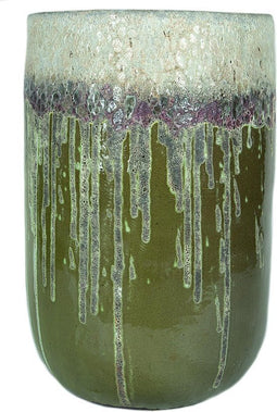 PTMD Kaysa Ronde Bloempot - H85 x Ø54 cm - Geglazuurd Keramiek - Groen