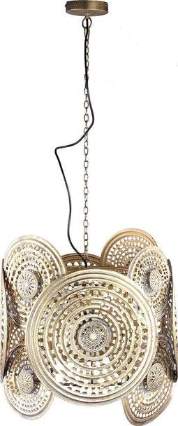 PTMD Kieran Gold Iron Hanging Lamp With Round Plates