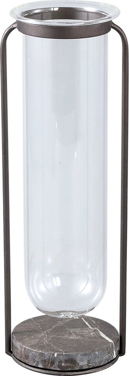 PTMD Kirsa Black round glass vase metal marble holder L