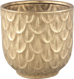 PTMD Kobee Gold ceramic glazed pot round leavepatternXL