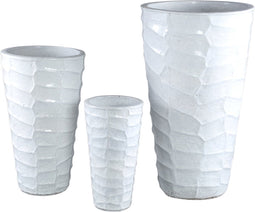 PTMD Kolar Bloempotten - 40 x 40 x 68 cm - Keramiek - Wit - Set van 3