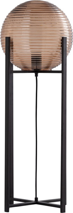 PTMD Korrin Brown embossed rib glass floor lamp ball