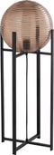 PTMD Korrin Brown embossed rib glass floor lamp ball