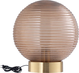 PTMD Korrin Brown embossed rib glass table lamp ball L