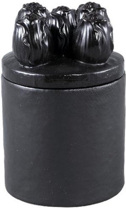 PTMD Krystine Black Round Ceramic Pot With Tulips Top