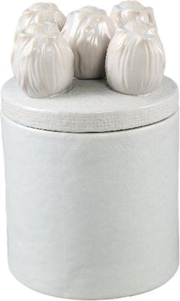 PTMD Krystine Cream Round Ceramic Pot With Tulips Top