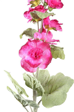 PTMD Kunstbloem Hollyhock - 65x26x114 cm - Plastic - Wit