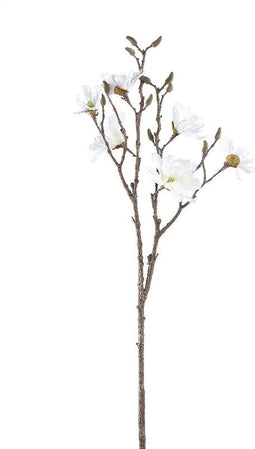 PTMD Kunstbloem Magnolia - 34x37x84 cm - Kunststof - Wit