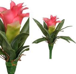 PTMD Kunstplant Succulent roze bromelia bush 14 X 13 X 18