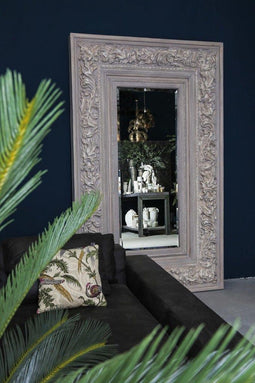 PTMD kyros wit rechthoekige antiek houten spiegel