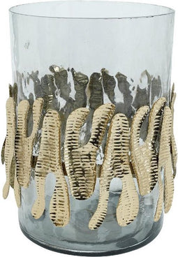 PTMD Lagio Windlicht - 18 x 18 x 25 cm - Glas - Goud