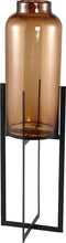 PTMD Lamis Vaas Met Houder - 20 x 20 x 69 cm - Glas/metaal - Bruin