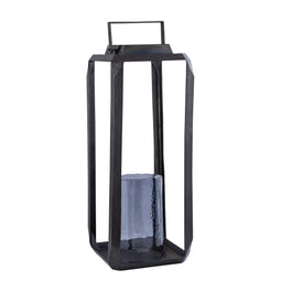 PTMD Lantaarn Hythm - 37x37x97 cm - Glas - Zwart