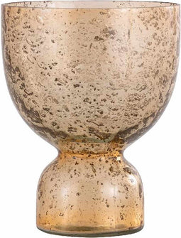 PTMD Laurynn Brown Stone Look Glass Tealight Holder L