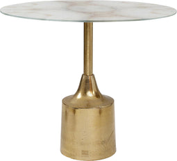 PTMD Lavina Ronde Bijzettafel - H45xØ41 cm - Aluminium/Glas - Goud/Wit