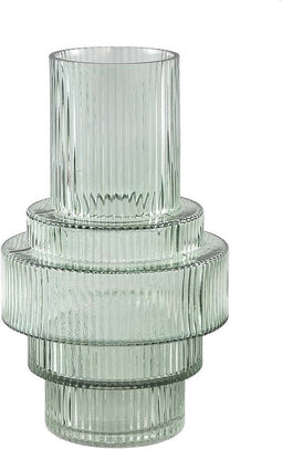 PTMD Lavine Ronde Kandelaar - H30 x Ø18 cm - Glas - Groen