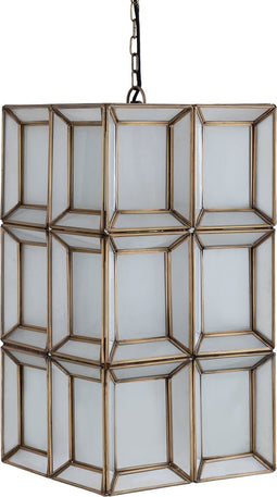 PTMD Layra White Milk Glass Hanging Lamp Antique