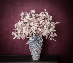 PTMD Leaves Plant Eucalyptus Kunsttak - 38 x 18 x 74cm - Velvet - Roze