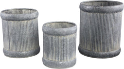 PTMD Leidy Grey Zinc Ribbed High Pot Round Set Of 3