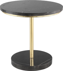 PTMD Leroy Ronde Bijzettafel - H40 x Ø40 cm - Marmer - Zwart