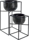 PTMD Lesley Black Brush Alu Pot On Black Iron Stand SV2