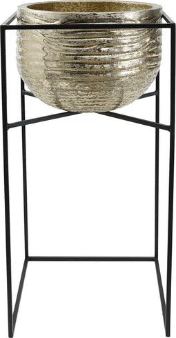 PTMD Lesley Gold Brush Alu Pot On Black Iron Stand SV2