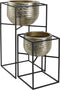 PTMD Lesley Gold Brush Alu Pot On Black Iron Stand SV2