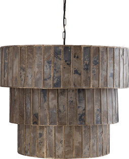 PTMD Levan Brass Stone Veneer Hanging Lamp 3 Layers