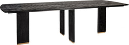 PTMD Liber Black mango wood dining table 240cm gold leg