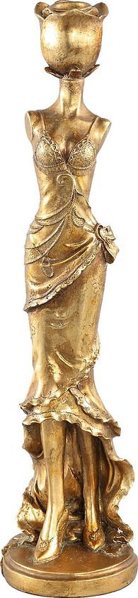 PTMD Lilian Kandelaar Vrouw - 11,5 x 11 x 40,5 cm - Poly - Goud