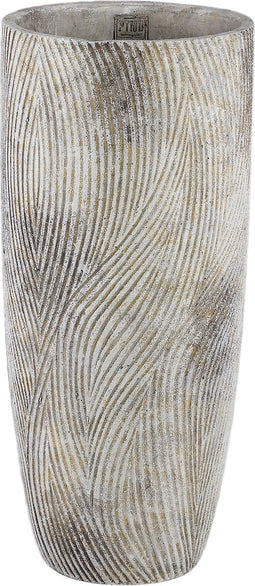 PTMD Linc Grey Cement Pot Waves Pattern High Round L