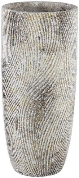 PTMD Linc Grey Cement Pot Waves Pattern High Round M