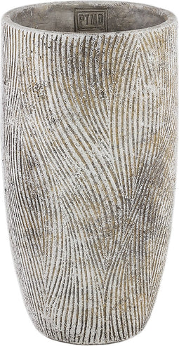 PTMD Linc Grey Cement Pot Waves Pattern High Round S