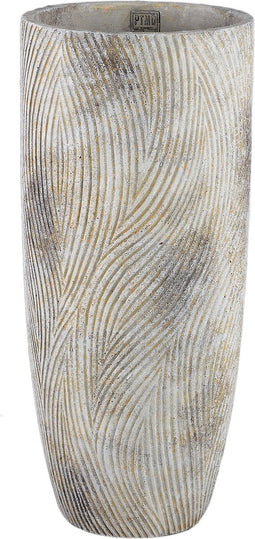 PTMD Linc Grey Cement Pot Waves Pattern High Round XL