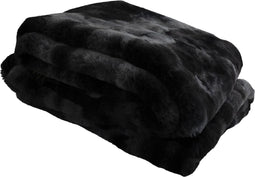 PTMD Linde Black Faux Fur Plaid In Giftbox 150 X 200