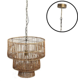 PTMD Linth Natural Reed Hanging Lamp Three Levels Round