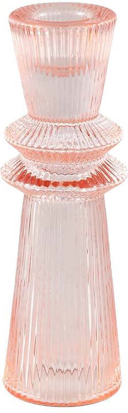 PTMD Linty Ronde Kandelaar - H15,5 x Ø5 cm - Glas - Roze
