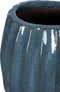 PTMD Lionne Blue Ceramic Pot Ribbed Bulb Round L