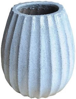 PTMD Lionne White Ceramic Pot Ribbed Bulb Round L