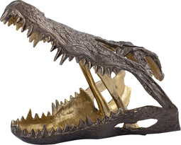 PTMD Lizee Brass Casted Alu Crocodile Head Statue S