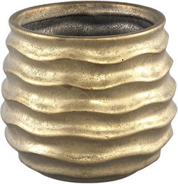 PTMD Lodas Ronde Bloempot - H12,5 x Ø15 cm - Keramiek - Goud