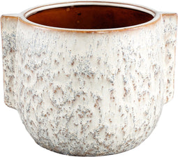 PTMD Loiky Cream Ceramic Pot With Ears Round Wide L