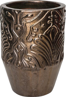 PTMD Lotta Ronde Bloempot - H68 x Ø50 cm - Geglazuurd Keramiek - Brons
