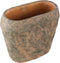PTMD Lourdes Brown Cement Pot Jute Pattern Green Oval L