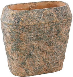 PTMD Lourdes Brown Cement Pot Jute Pattern Green Oval S