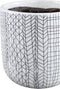 PTMD Lowie White Ceramic Pot Lines Pattern Round L