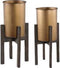 PTMD Luca goudkleurig plantenrek ijzeren onderstel set van twee maat in cm: 45 x 17 x 30 - brons