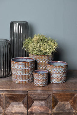 PTMD Luxor Ronde Bloempot - H9 x Ø11 cm - Keramiek - Blauw