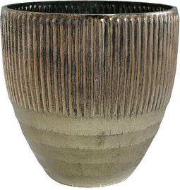 PTMD Lynell Rond Windlicht - H15 x Ø14 cm - Glas - Goud/Koper