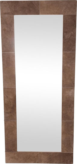 PTMD lynne rechthoekige beige lederen spiegel